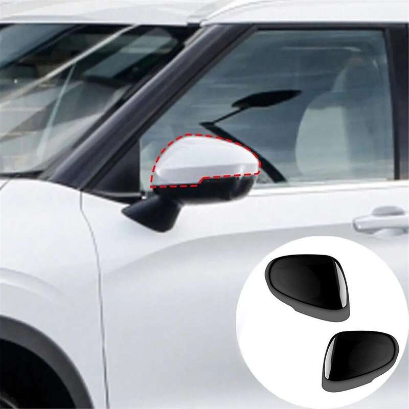 Black Rearview Mirror Cover Exterior Door Wing Cap for 2022 + Side Mirror Cover