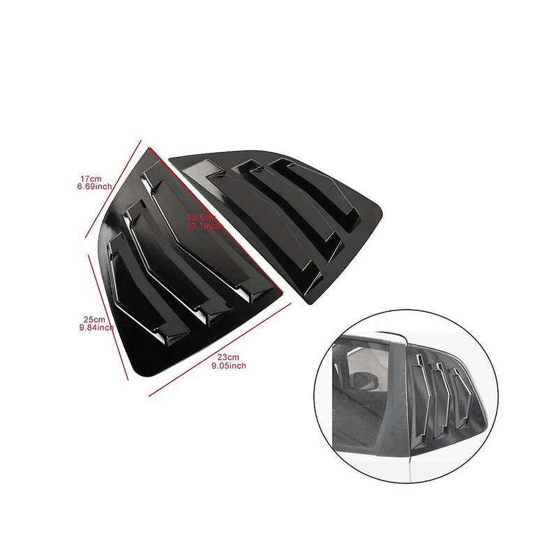 Black Rear Side Vent Quarter Window Louver Shutter Cover for Fit Jazz 2014-2019