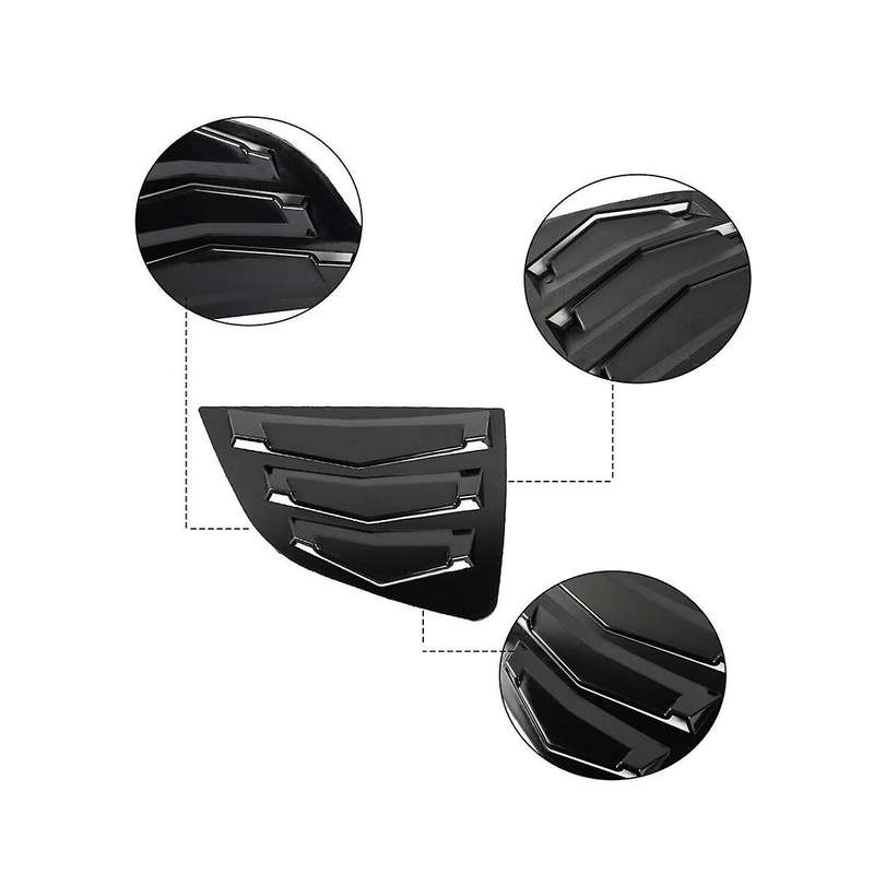 Black Rear Side Vent Quarter Window Louver Shutter Cover for Fit Jazz 2014-2019