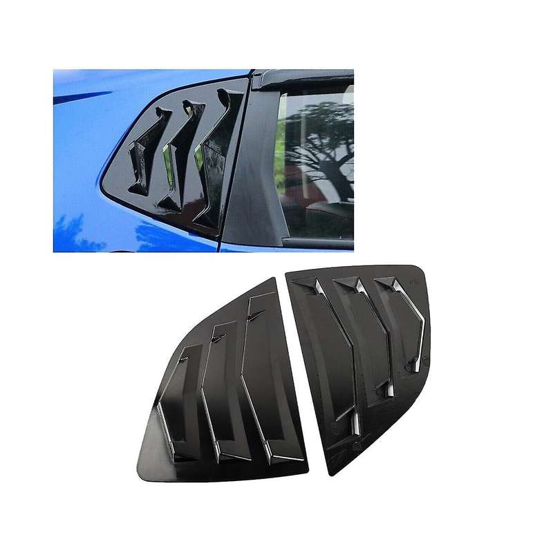 Black Rear Side Vent Quarter Window Louver Shutter Cover for Fit Jazz 2014-2019