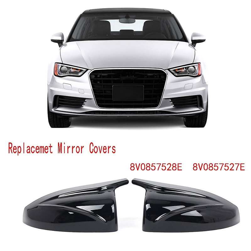 Black Replacement Mirror Covers for A3 S3 RS3 2014-2020 Rearview Mirror Housing