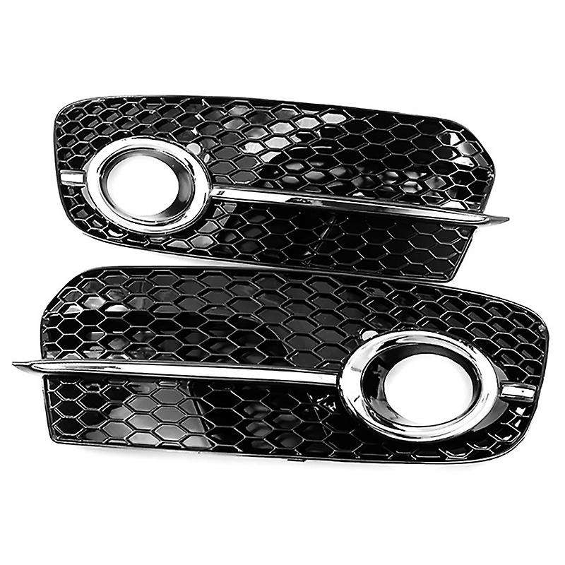 Black Right Left Front Lower Bumper Fog Light Grille Cover Fit 13-15 Q5