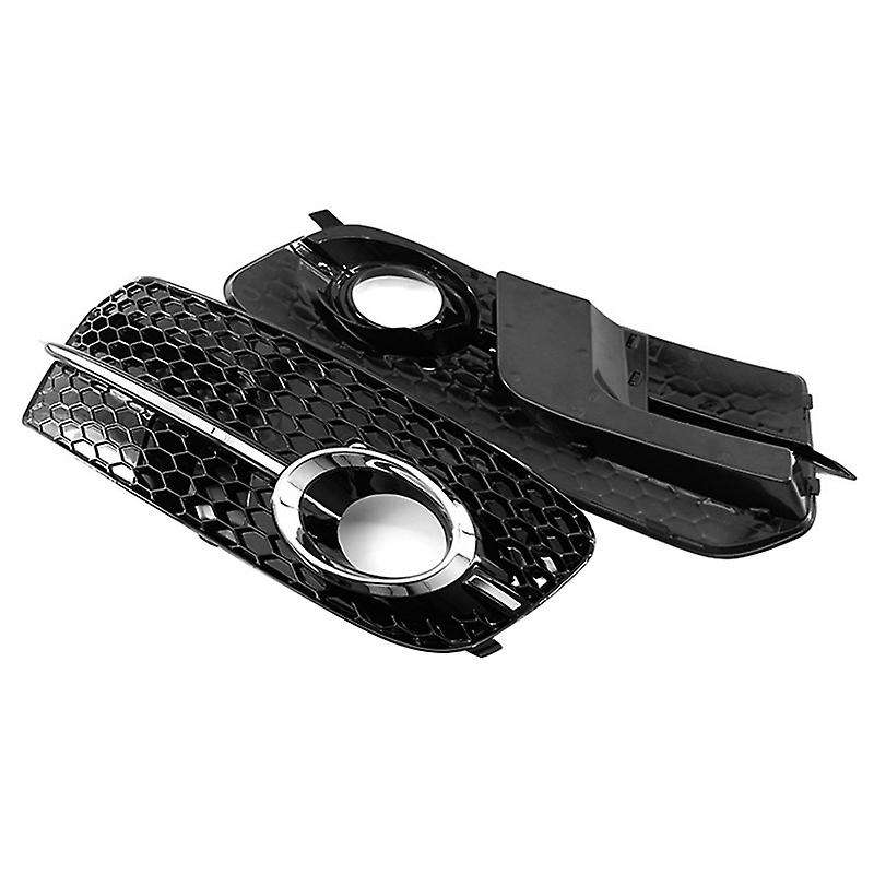 Black Right Left Front Lower Bumper Fog Light Grille Cover Fit 13-15 Q5