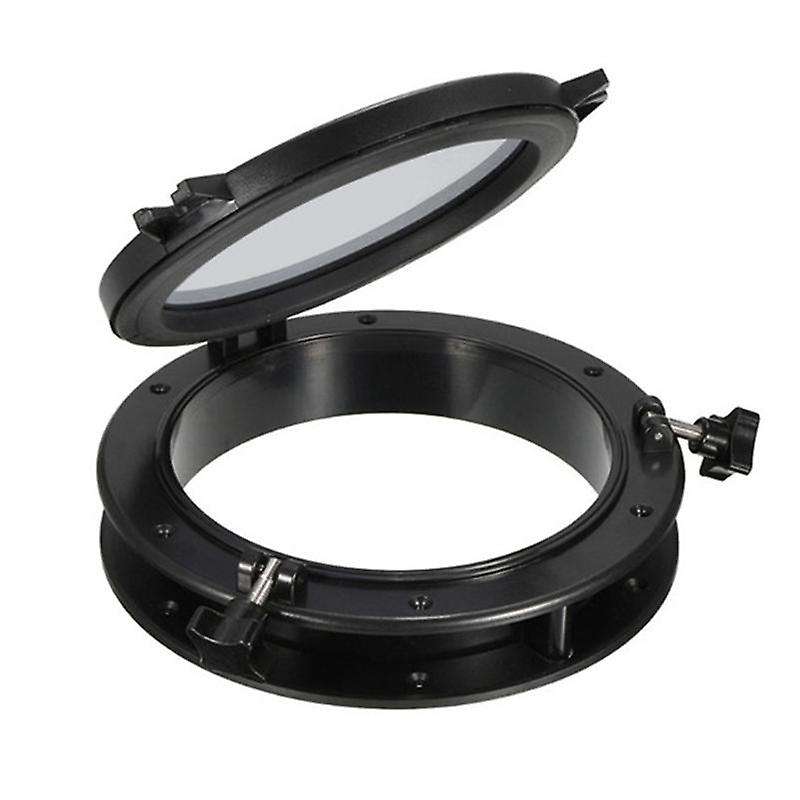 Black Round Portholes Plastic Hatches Port Lights Opening Window 8 Inch 21cm(21.5cm) Marine Boat Rv