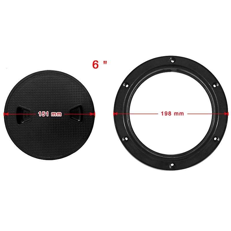 Black Screw Out Inspection Deck Plate Hatch Marine Boat Yacht Detachable Cover Abs Plastic- 6 Inch