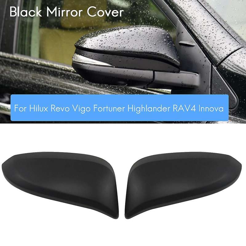 Black Side Rearview Mirror Cover Cap Decor Trim for Fortuner