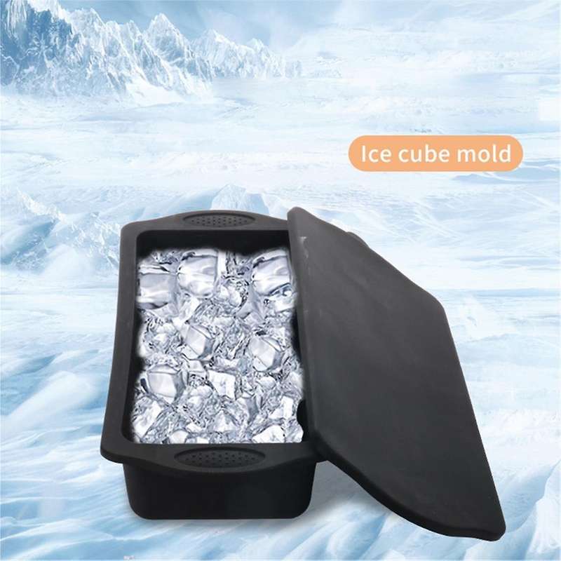 Black Silicone Ice Bath Ice-Cube Mold+Lid Reusable Ice-Cube Mold Can Make 4 Pounds Extra Large Ice-C
