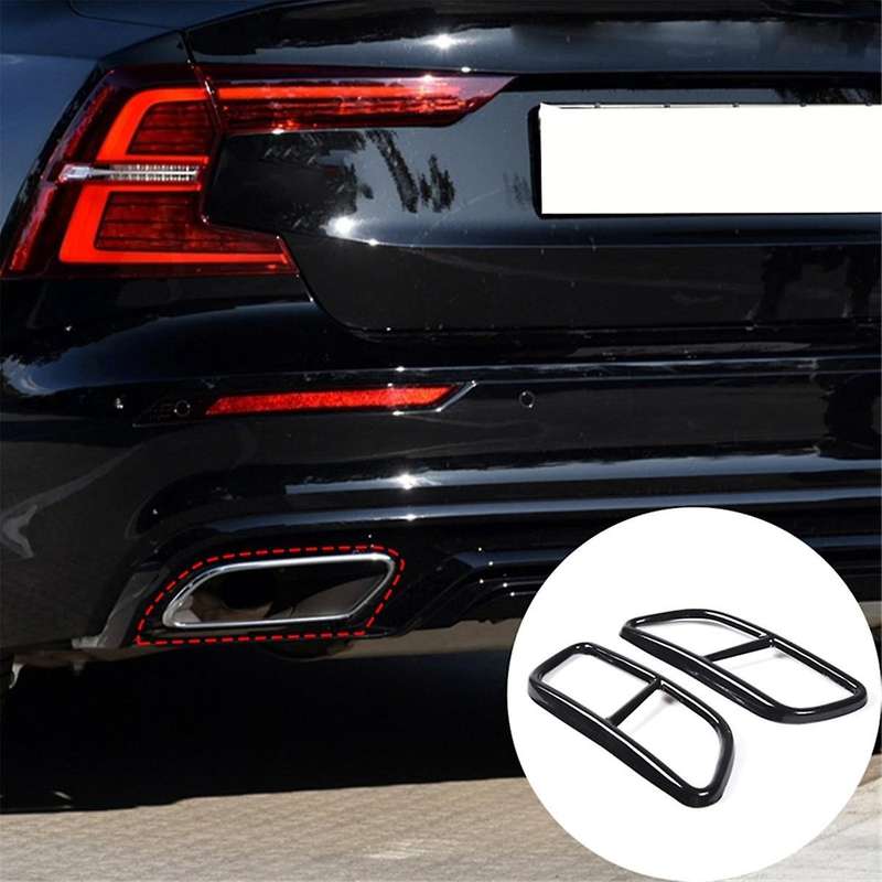 Black Stainless Steel Pipe Throat Exhaust Outputs Tail Frame Trim Cover for S60 Exterior Accessories