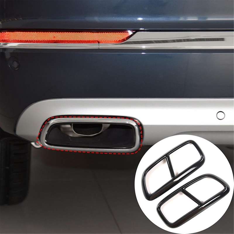 Black Stainless Steel Pipe Throat Exhaust Outputs Tail Frame Trim Cover for Xc90 Exterior Accessorie