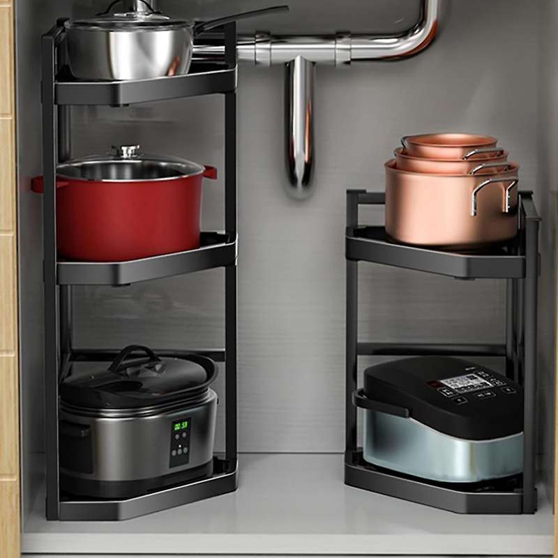 Black Stainless Steel Spice Rack Multifunctional Spice Rack Seasoning Storage Rack Kitchen Organizer