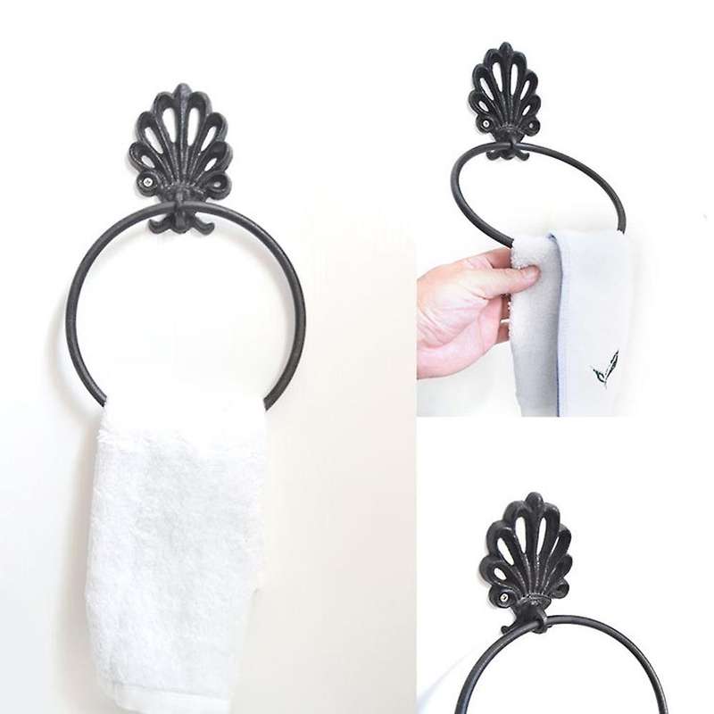 Black Toilet Roll Holder Towel Holder Set,Bathroom Cast Iron Towel Ring Toilet Roll Holder , Vintag