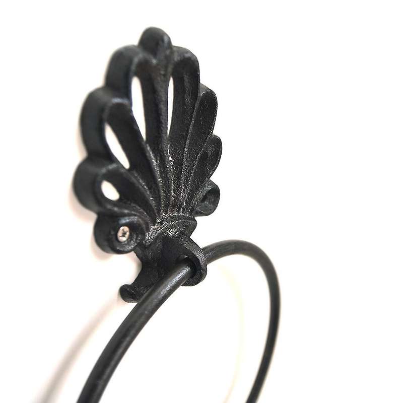 Black Toilet Roll Holder Towel Holder Set,Bathroom Cast Iron Towel Ring Toilet Roll Holder , Vintag