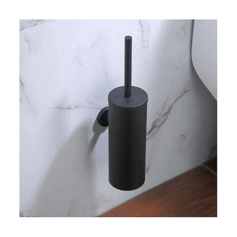 Black Toilet Brush Holder Steel Cleaning Tool Durable Vertical Mounted Wall Bathroom Toilet Brush