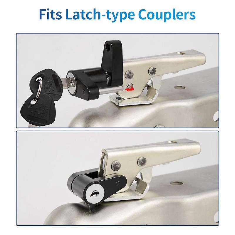 Black Trailer Hitch Coupler Lock, Dia 1/4 Inch, 3/4 Inch Span for Tow Boat RV Truck Car's Coupler