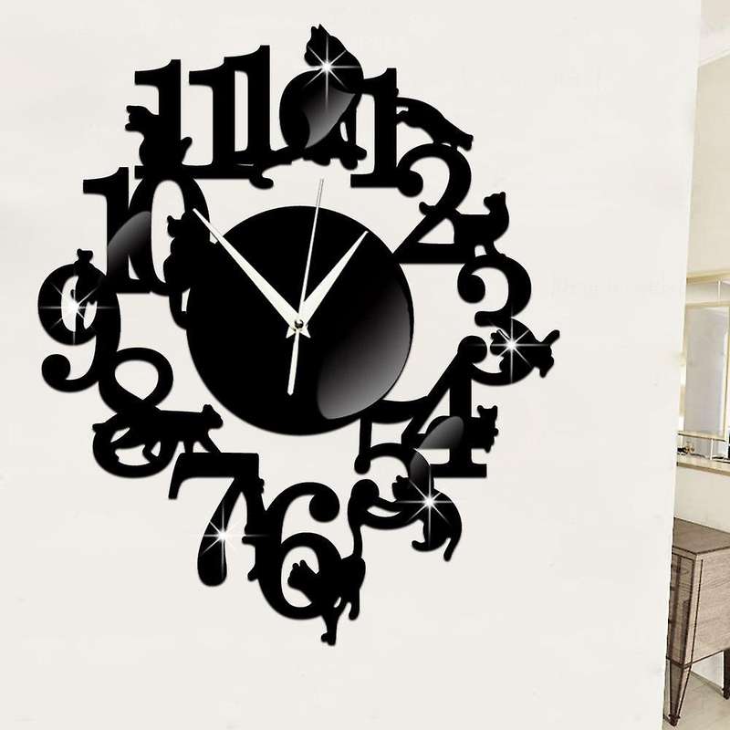 Black Wall Clock Hook Antique Indoor Wall Clock Scandinavian Clock Cute (black)