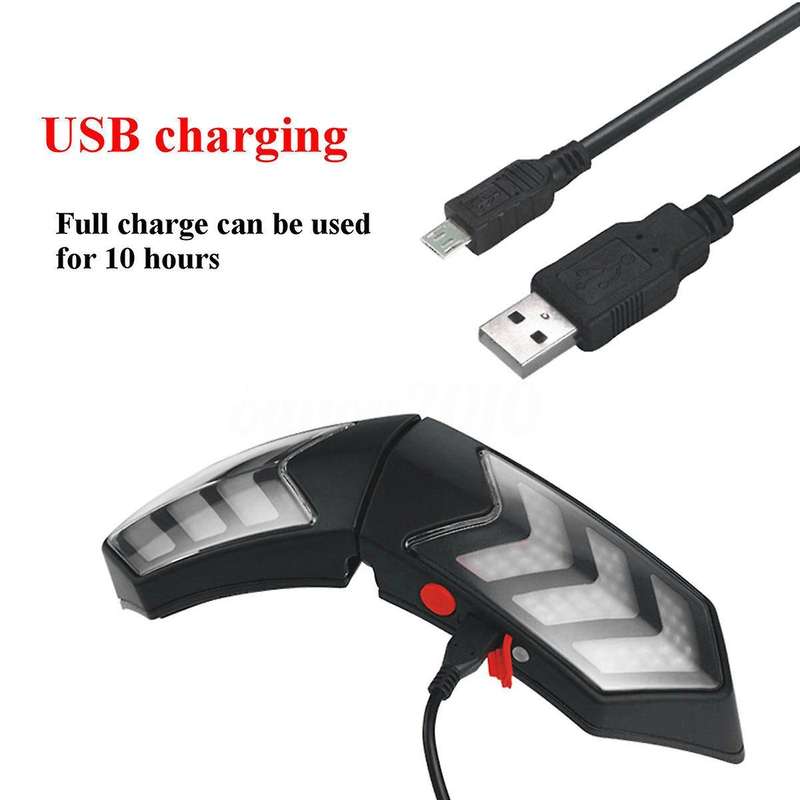 Black Wireless Motorcycle Helmet LED Safety Light Motorbike Turn Signal Warning Brake Lightbar Wirel