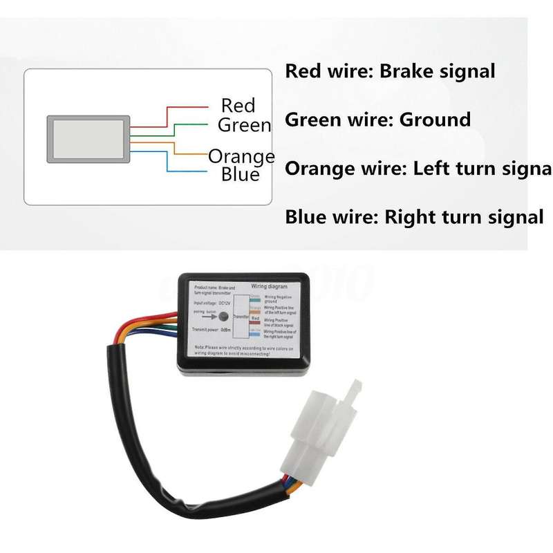 Black Wireless Motorcycle Helmet LED Safety Light Motorbike Turn Signal Warning Brake Lightbar Wirel