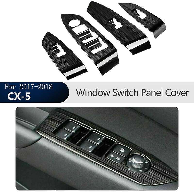 Black Window Lift Switch Panel Protection Cover Trim Inner Door Armrest for -5 CX5 2017-2018 LHD