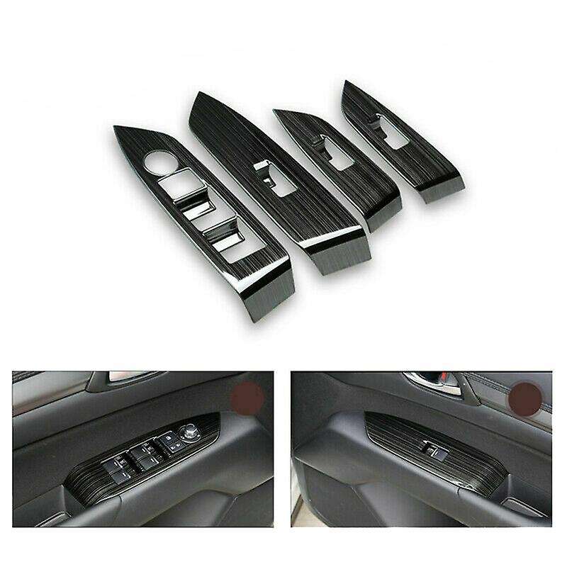 Black Window Lift Switch Panel Protection Cover Trim Inner Door Armrest for -5 CX5 2017-2018 LHD