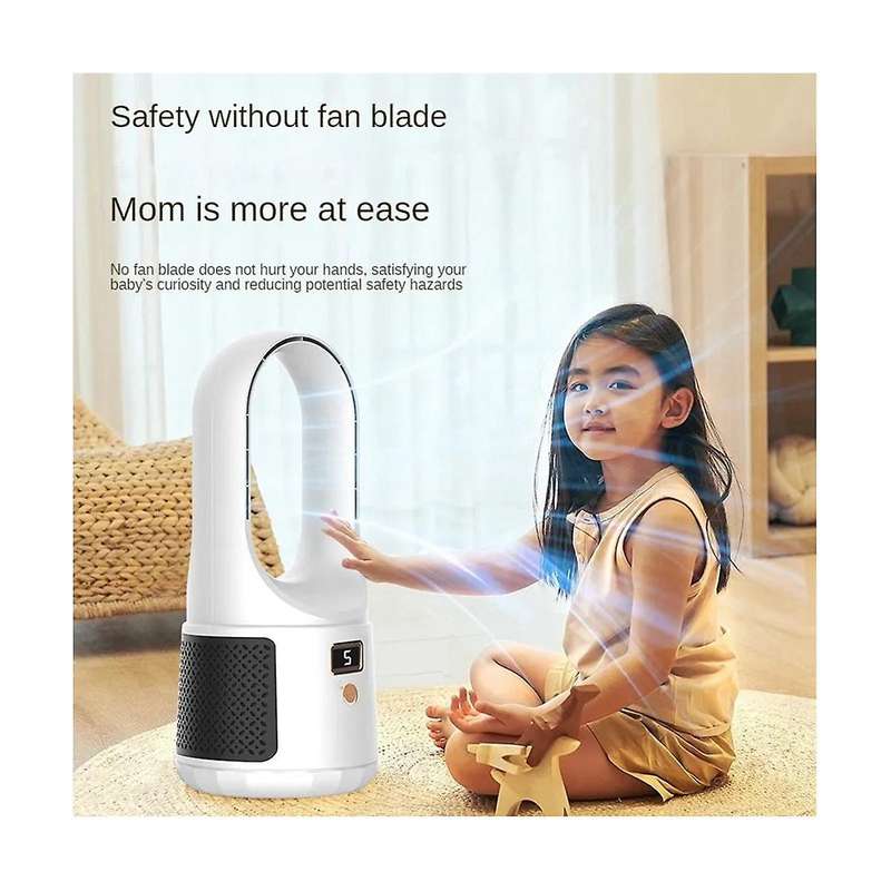 Bladeless Fan Battery Operated Fan, Type-c Charging, with 6 Cooling Speeds, Personal Desktop Fan Of
