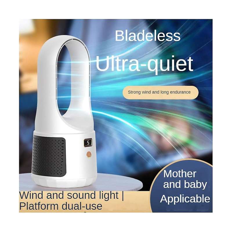 Bladeless Fan Battery Operated Fan, Type-c Charging, with 6 Cooling Speeds, Personal Desktop Fan Of