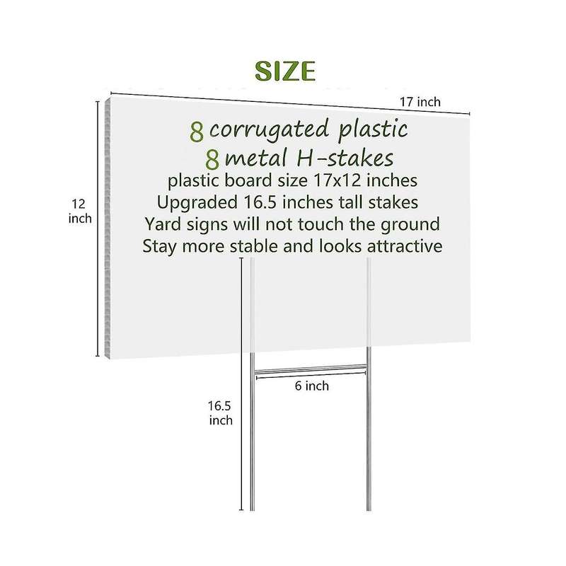 Blank Yard Signs with Stakes, Yard Sign 17x12 Inch 8pack Plastic Double Sided Outdoor Lawn Signs for