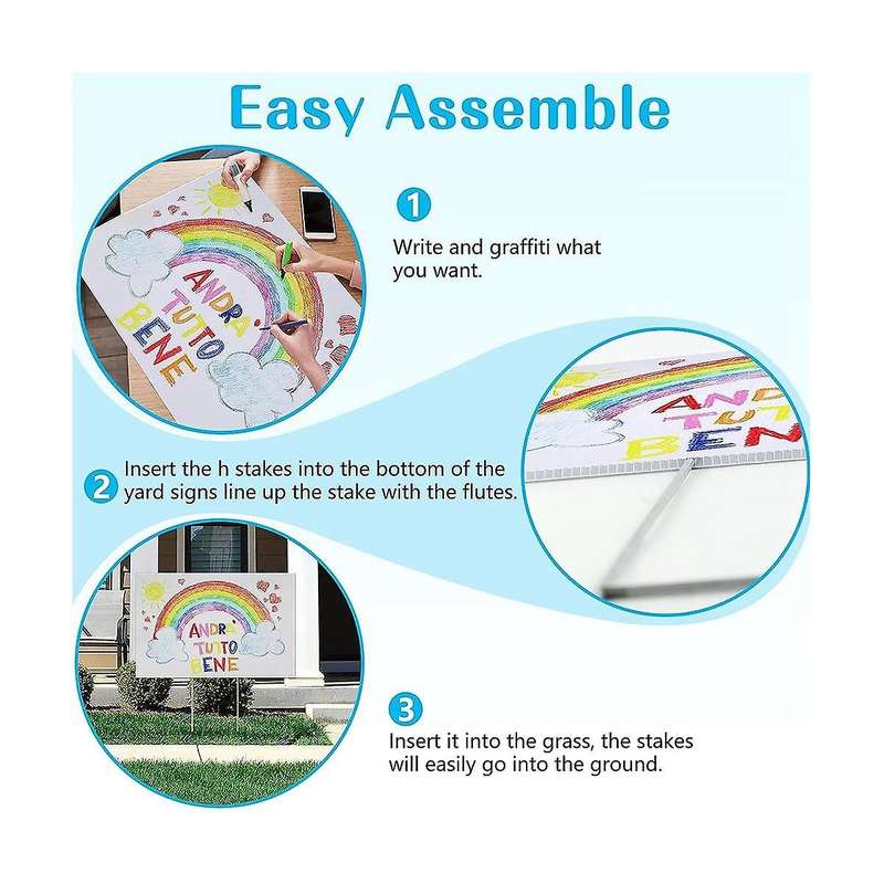 Blank Yard Signs with Stakes, Yard Sign 17x12 Inch 8pack Plastic Double Sided Outdoor Lawn Signs for
