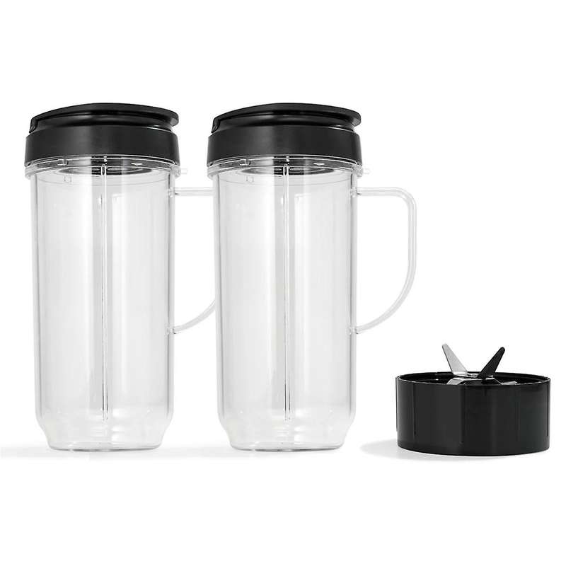 Blender Cups 22oz & Blade Replacement Set for 250w Mb1001 Blenders (2 Containers /extractor Blade W