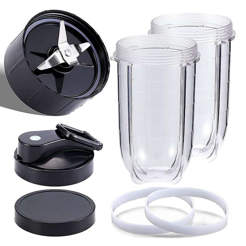 Blender Cups Replacement Set,16Oz Cup with Flip-Top To-Go Lid,Flat Lid and Extractor Blade,for Magic