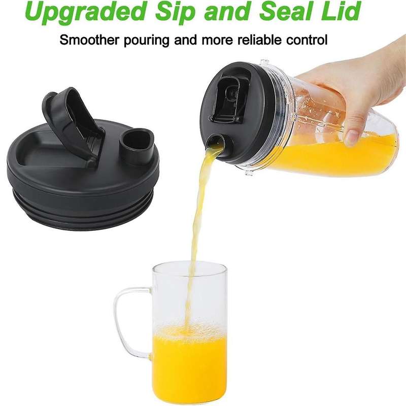 Blender Cups for Ninja, Blender Replacement Parts 24oz Cup with Sip&seal Lid for Auto Iq Series Bl4