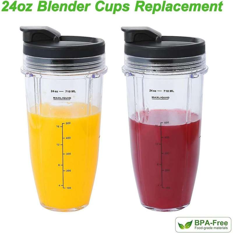 Blender Cups for Ninja, Blender Replacement Parts 24oz Cup with Sip&seal Lid for Auto Iq Series Bl4