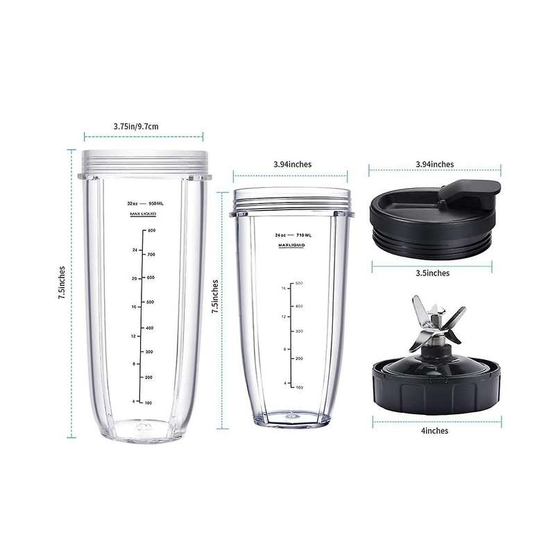 Blender for Ninja,32oz&24oz Cup and with Lids,7 Fins Extractor Blade,for Bl480-30 Bl483-30