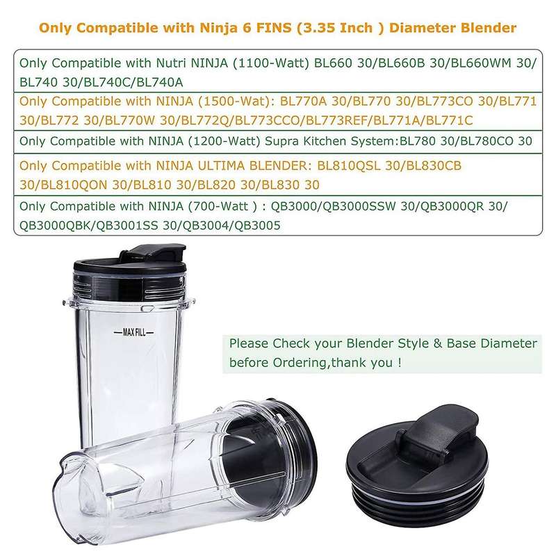 Blender Replacement for ,Blender Blade Assembly and 16OZ Cup Set for BL770 BL780 BL660 Professional