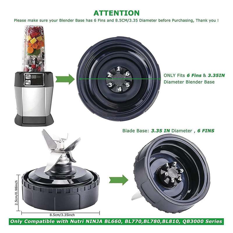 Blender Replacement for ,Blender Blade Assembly and 16OZ Cup Set for BL770 BL780 BL660 Professional