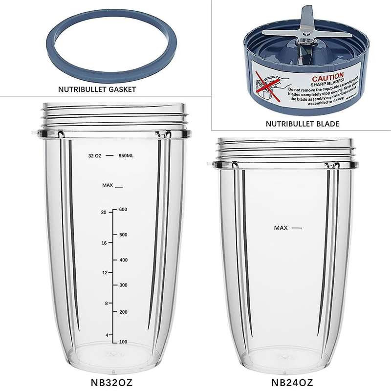 Blender Replacement Parts for 600W/900W Pro , 32oz & 24oz Cups with Replacement Extractor Blade