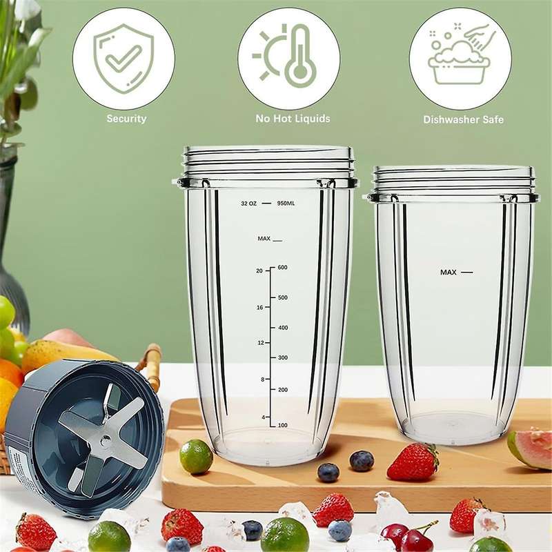 Blender Replacement Parts for 600W/900W Pro , 32oz & 24oz Cups with Replacement Extractor Blade