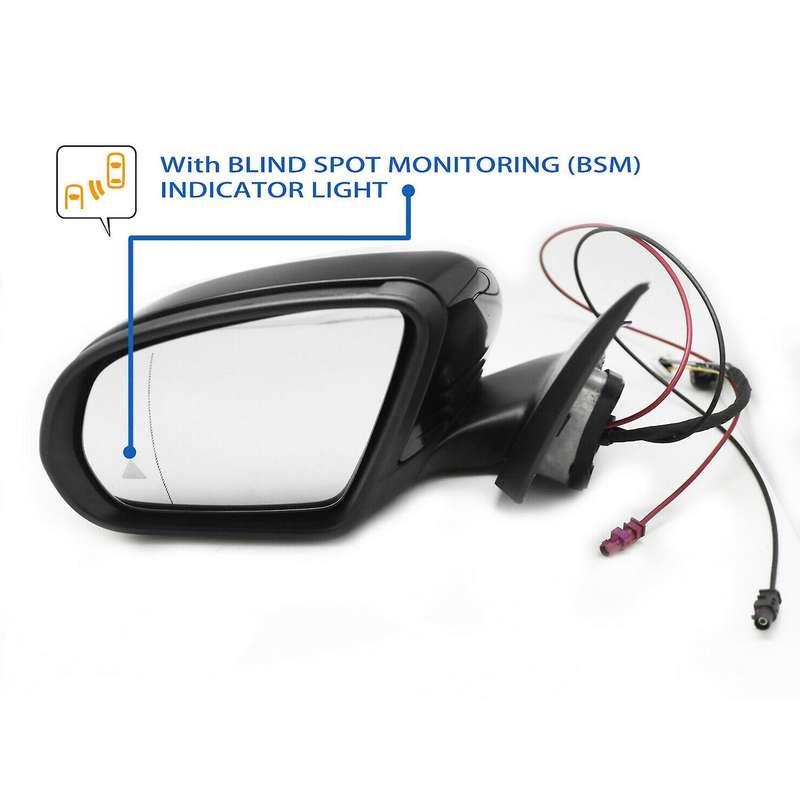 Blind Spot for W205 C300 C260 C250 C200 C180 2014-2020 Left Side Rear View Mirror Assembly Black