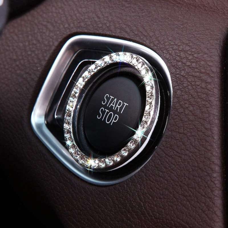 Bling Car Accessories Set, Bling Steering Wheel Cover for Women Universal Fit 15 Inch, Bling Car USB