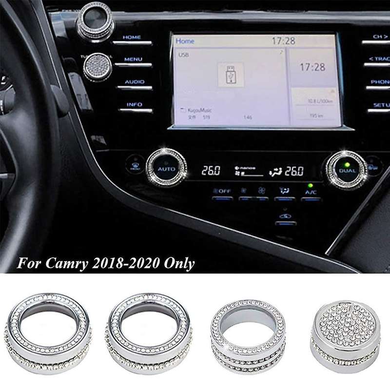 Bling AC Control Multimedia Screen Volume Knob Button Shiny Stickers for 18-20 Accessories