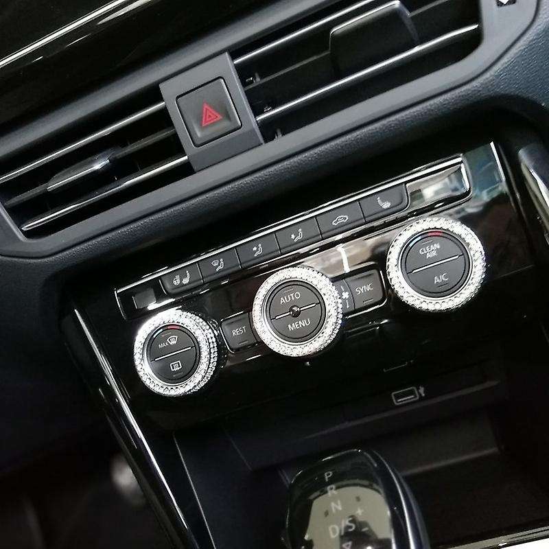 Bling Interior Fit for New CC Magotan B8 Variant Rhinestone Crystal Air Conditioning Knob Ring (3Pcs