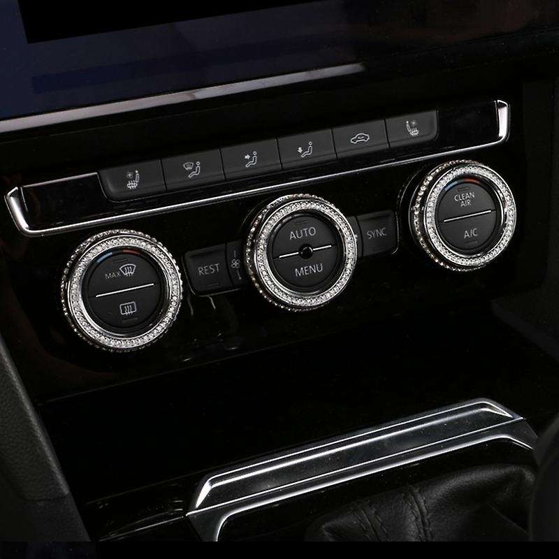 Bling Interior Fit for New CC Magotan B8 Variant Rhinestone Crystal Air Conditioning Knob Ring (3Pcs