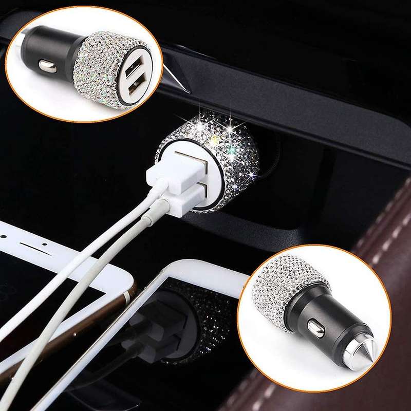 Bling Car Accessories for Women,Universal Crystal Rhinestones Steering Wheel Cover Set, Bling Car Pr