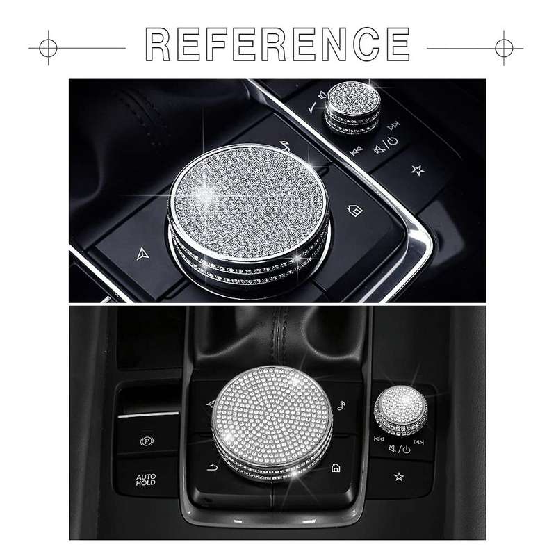 Bling Multimedia Volume Knobs Caps Center Console Button Cover Trim Parts Stickers for -30 2019-2021