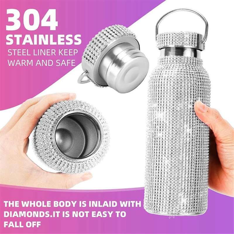 Bling Water Bottle Rhinestone, Diamond Glitter Cup, Stainless Steel Thermal Bottle, Refillable Water
