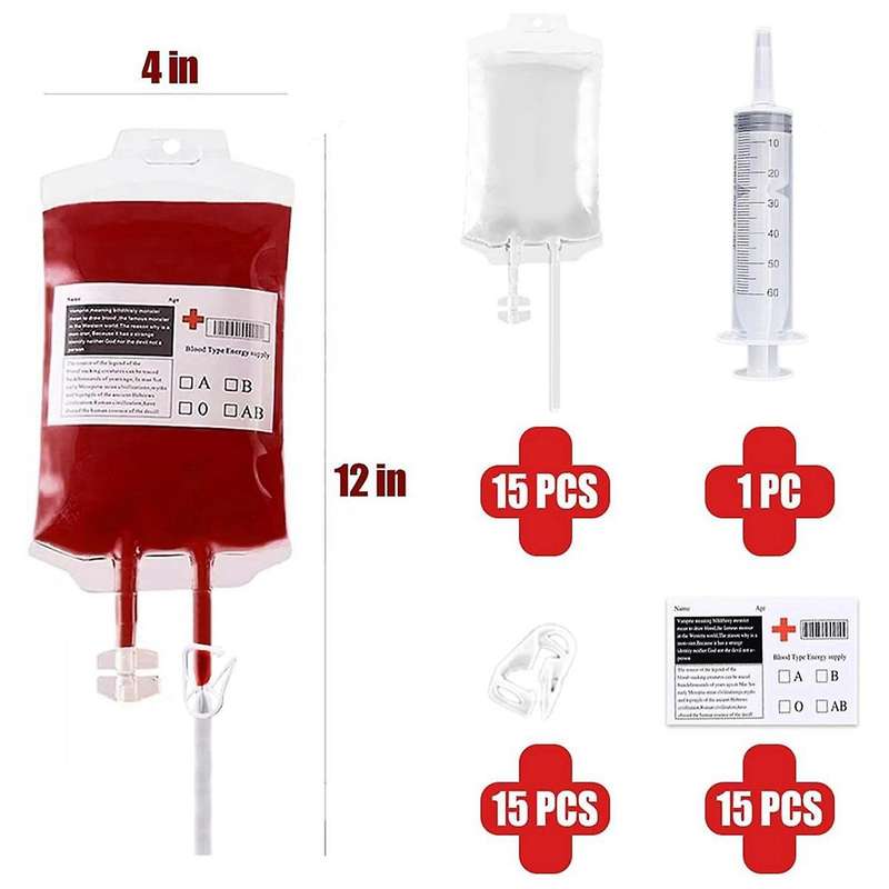 Blood Bags for Drinks,15pc Iv Blood Bags for Halloween Party Decorations Supplies,blood Bags