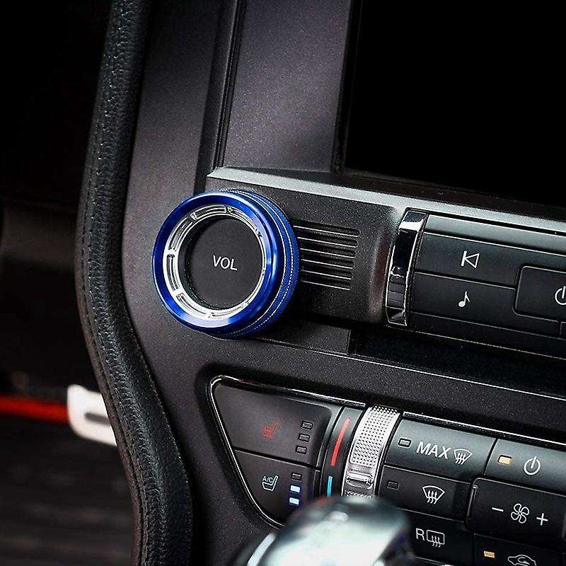 Blue Aluminum Headlight Volume Tone Control Knob Cover Ring Trim Interior Accessories for 2015-2019