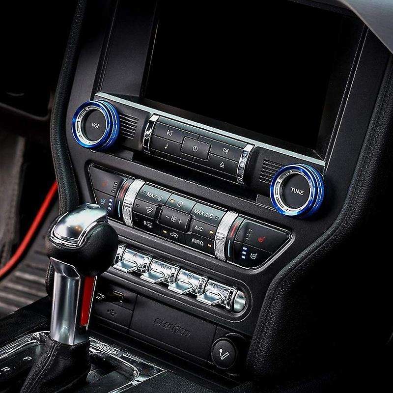 Blue Aluminum Headlight Volume Tone Control Knob Cover Ring Trim Interior Accessories for 2015-2019