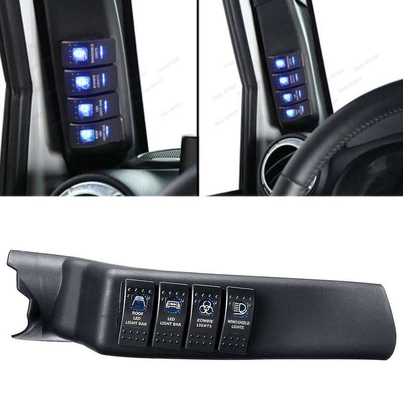 Blue A Pillar Switch Panel Kit 4 Led Pod Left Hand for Jeep for Wrangler 11-18 Jk