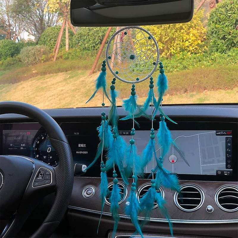 Blue Catchers,Handmade Feather for Kids Bedroom,Car Interior Decoration,Decoration Nursery Wall Art
