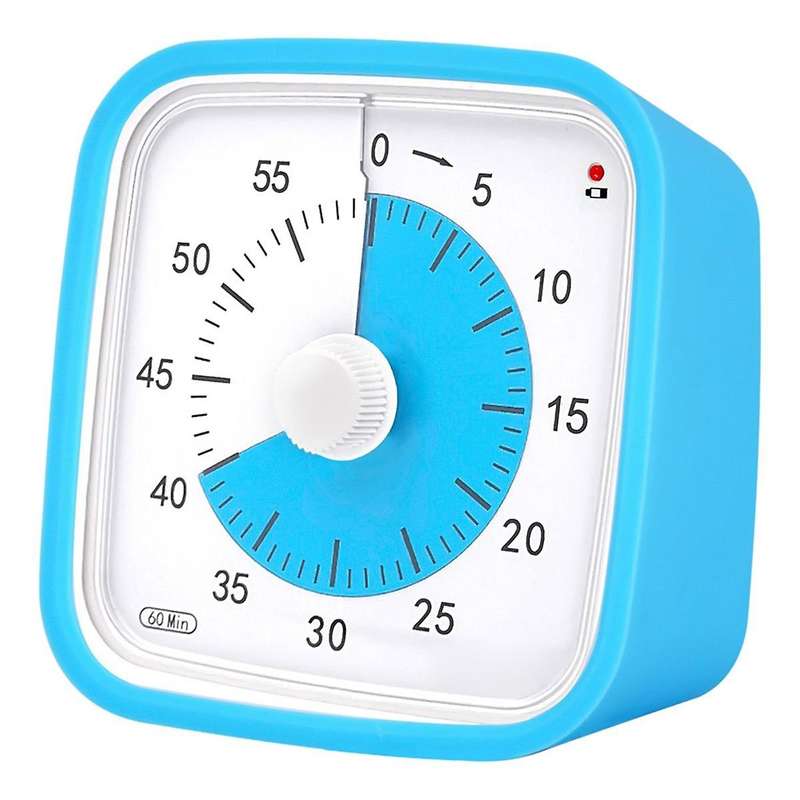 Blue Children Student Study Manual Visual Timer Alarm Clock Kitchen Timer with Protective Cover Time